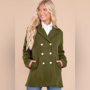 Military Style Wool Peacoat by Old Navy in Army Green - Size Medium